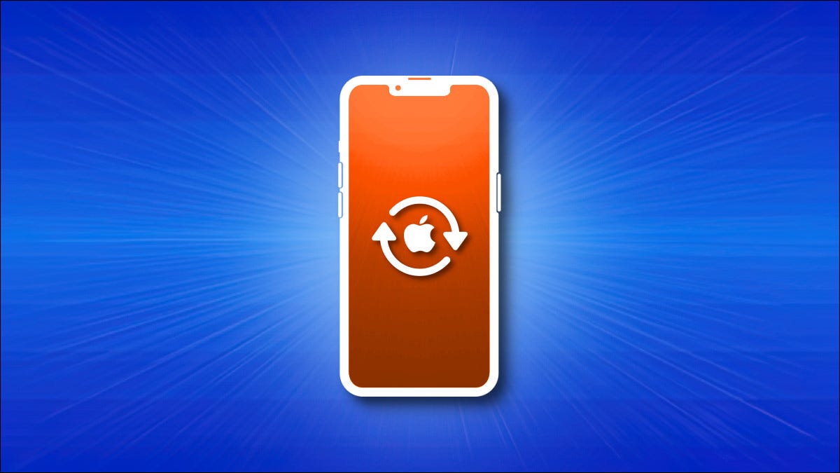 Uma silhueta de iPhone com uma tela laranja e setas circulares