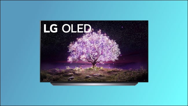 LG C1 em fundo azul