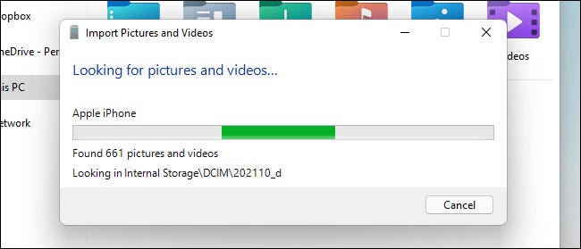 Procurando fotos e vídeos no Windows 11.