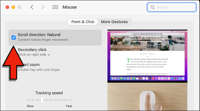 Direção de rolagem do Magic Mouse no macOS