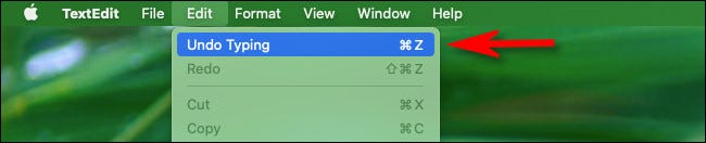 Para desfazer em um Mac, selecione Editar> Desfazer na barra de menus.