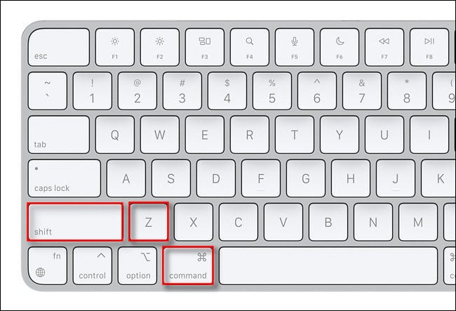 Para refazer em um Mac, pressione Shift + Command + Z no teclado.