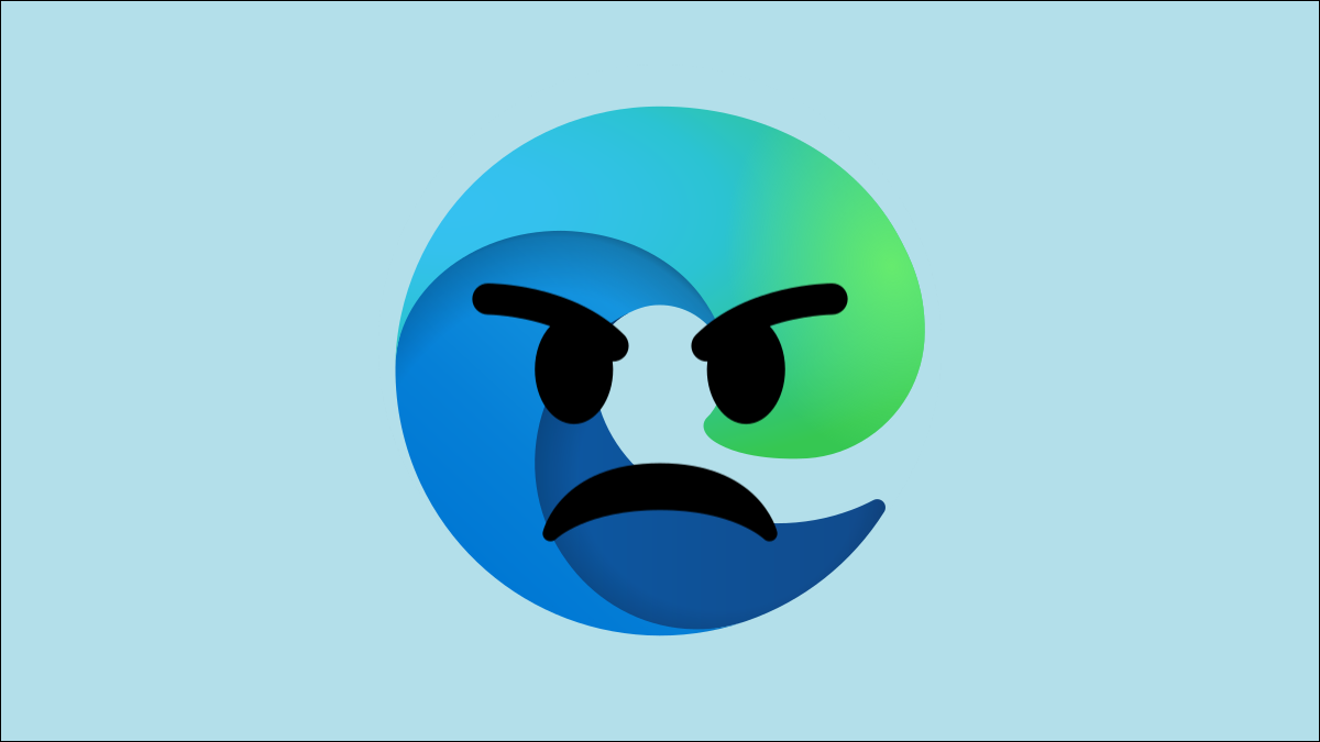 Microsoft Edge com cara de zangado.