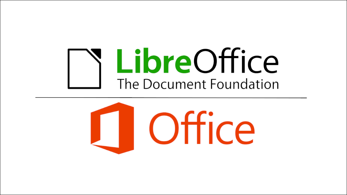 Logotipo do LibreOffice acima do logotipo do Microsoft Office