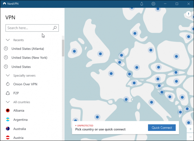 Interface NordVPN