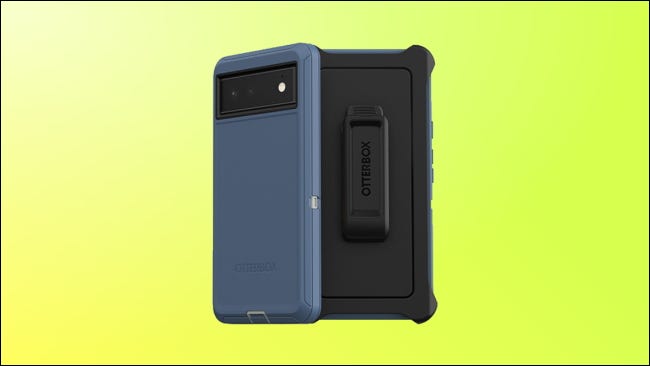 Caixa de defesa Otterbox em fundo amarelo