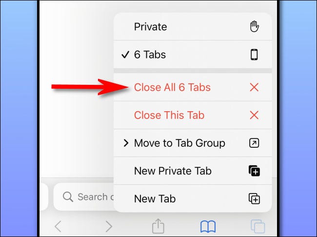 Toque em "Fechar todas as guias".