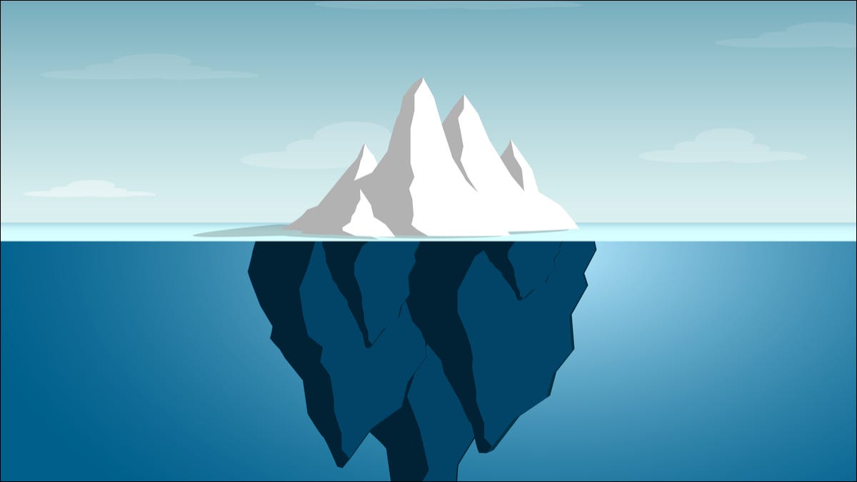 Uma ilustração de um iceberg debaixo d'água.
