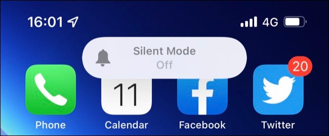 notificação do modo silencioso do iPhone