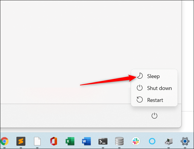 Escolha a opção Sleep.