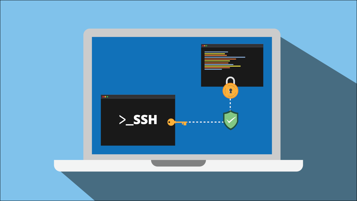 Tela do laptop mostrando conexão SSH