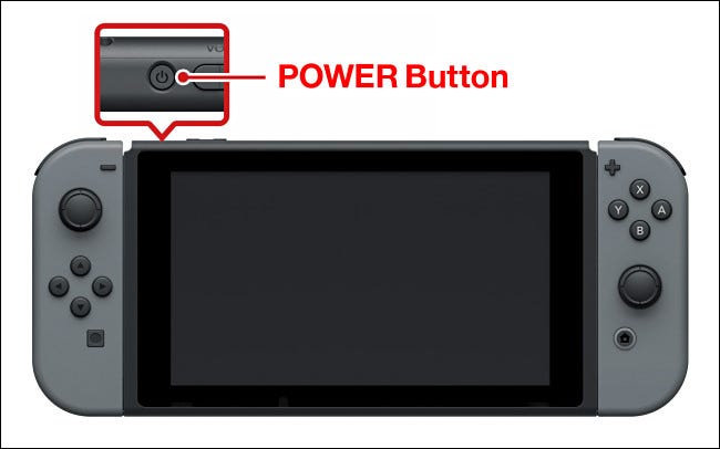 O botão liga / desliga do Nintendo Switch.