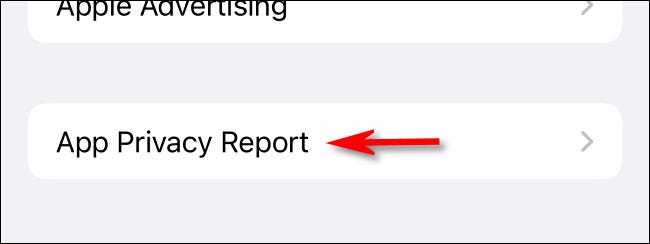 Toque em "Relatório de privacidade do aplicativo"