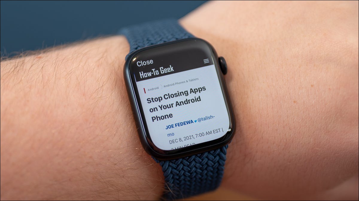 µBrowser mostrando o site How-To Geek em um Apple Watch