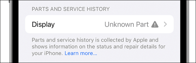 Parte desconhecida no histórico de serviço do iPhone