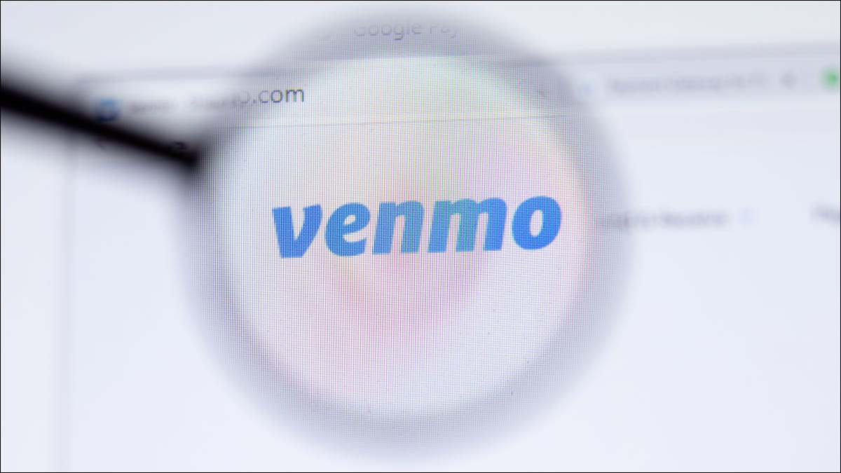 Logotipo da Venmo sob uma lupa