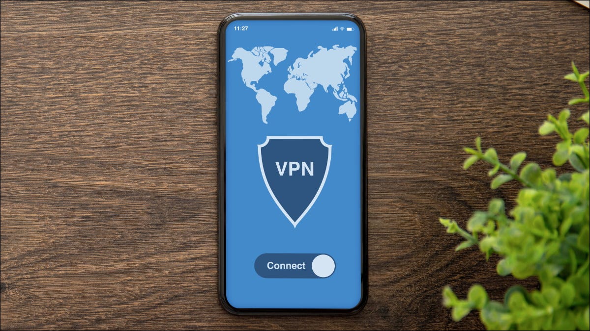 Um aplicativo VPN em execução em um smartphone.