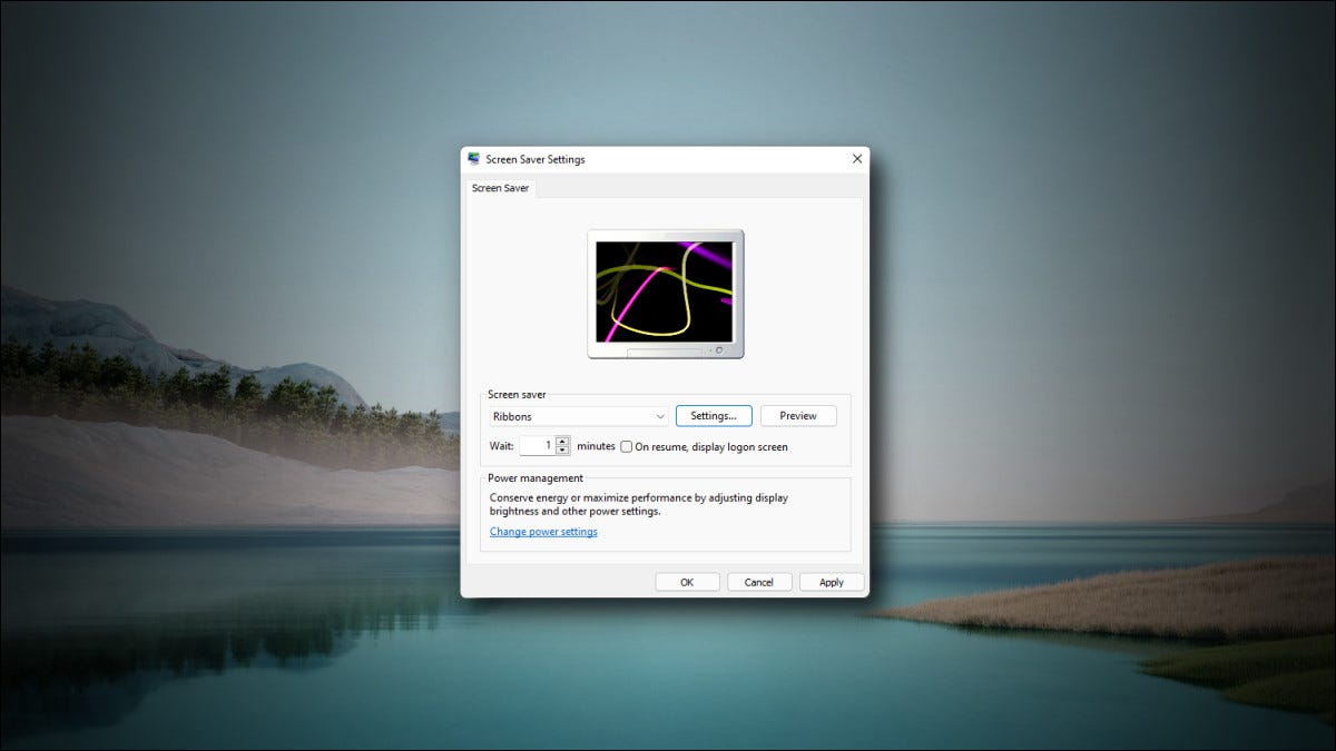 Janela do protetor de tela do Windows 11