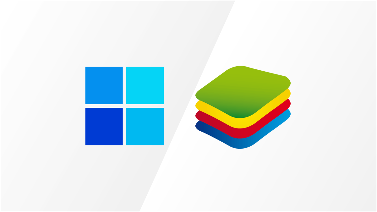 Logotipos do Windows 11 e Bluestacks.