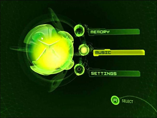 A interface na tela do Xbox original.