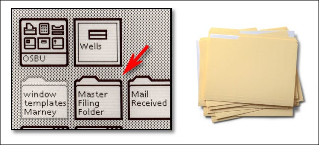 A pasta Xerox Star emprestou seu design de pastas de papel manilha reais.