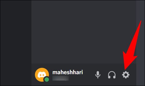 Clique em "Configurações do usuário" no canto inferior esquerdo do Discord.