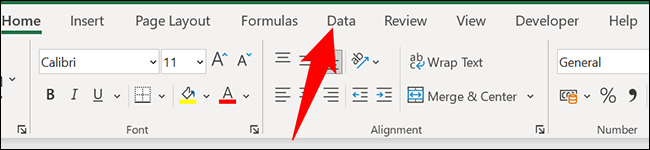 Clique na guia "Dados" no Excel.