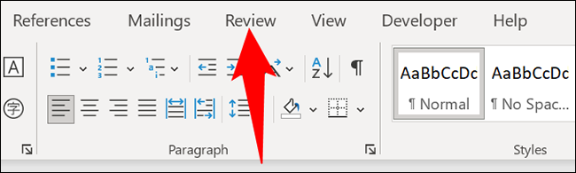 Clique na guia "Revisão" no Word.