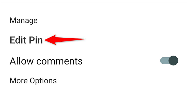 Toque em "Editar Pin" no menu.