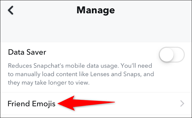 Toque em "Friend Emojis" na tela "Gerenciar".