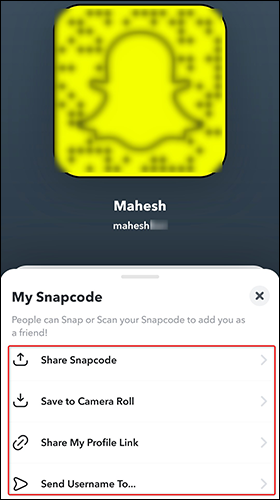 Snapcode do próprio usuário.