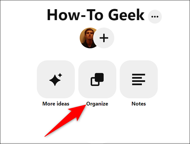 Selecione "Organizar" na página do quadro.