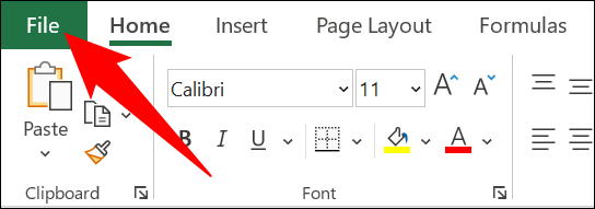 Clique em "Arquivo" no canto superior esquerdo do Excel.