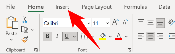 Clique na guia "Inserir" do Excel.