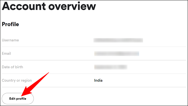 Selecione "Editar perfil" na página "Visão geral da conta".