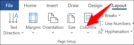 Clique em "Colunas" na guia "Layout".