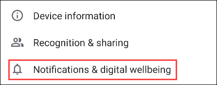 Selecione "Notificações e bem-estar digital".