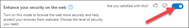 Ative a opção "Aprimore sua segurança na Web".