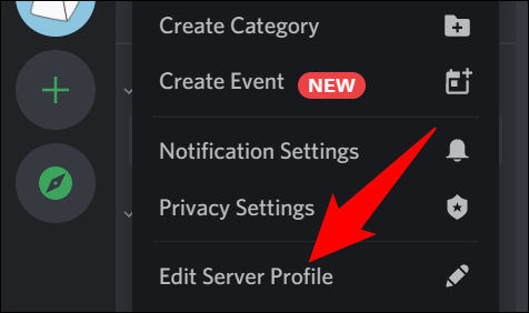Selecione "Editar perfil do servidor" no menu.