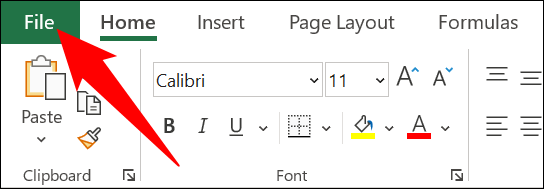 Clique em "Arquivo" no canto superior esquerdo do Excel.