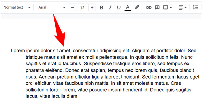 Recuo suspenso criado no Google Docs.