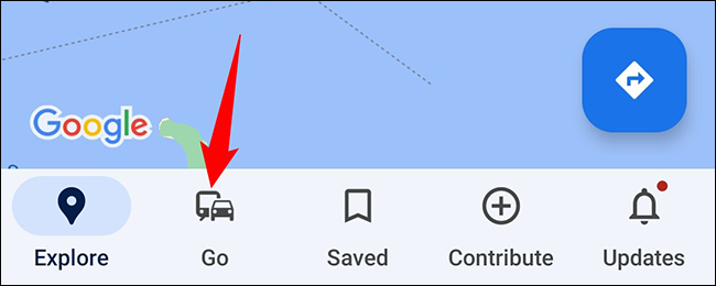 Abra a guia "Ir" no Google Maps.