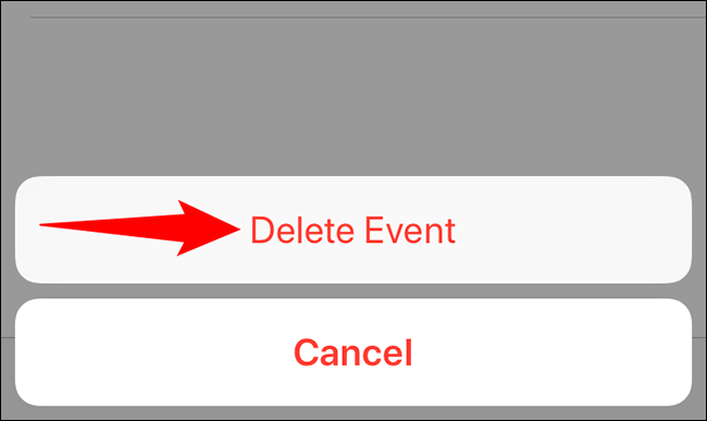 Toque em "Excluir evento" no prompt.