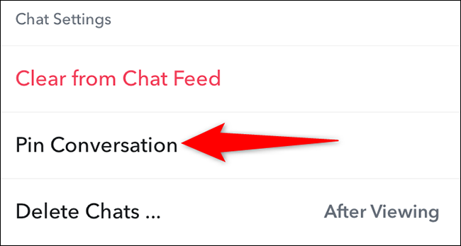 Selecione "Pin Conversation" no menu.