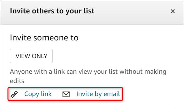 Selecione "Copiar link" ou "Convidar por e-mail".