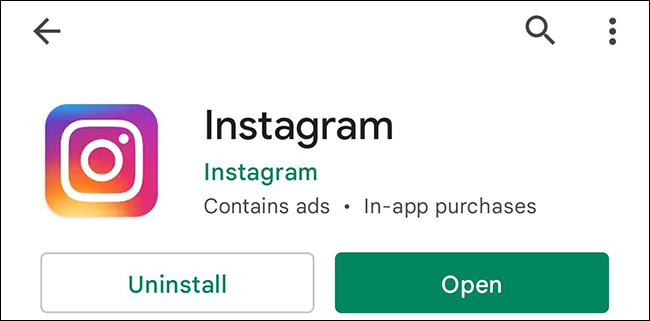 Toque em "Atualizar" na página do aplicativo Instagram.