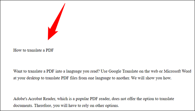A tradução de um PDF no Google Translate.
