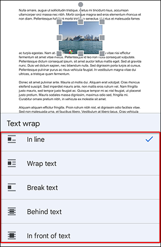 Use uma opção do menu "Text Wrap".