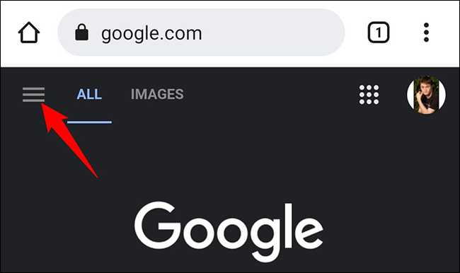 Toque no menu de hambúrguer no site do Google.