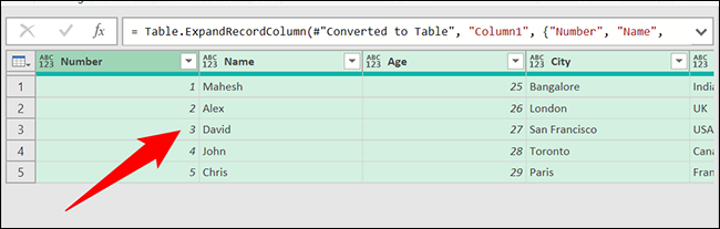 Visualização de dados JSON no Excel.